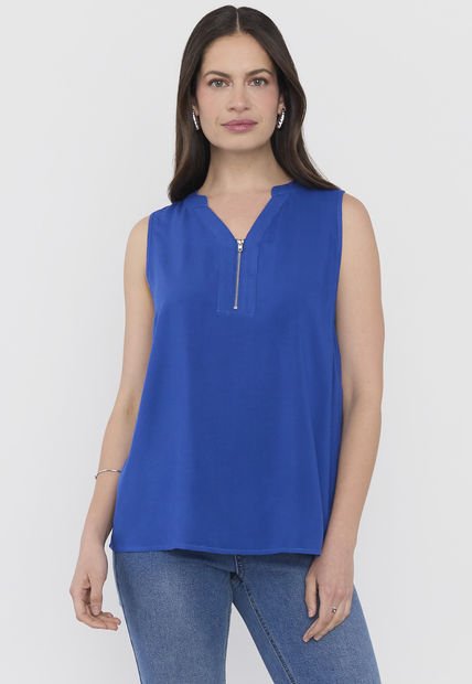 Blusa Mujer Sin Mangas Cuello Mao Royal Corona