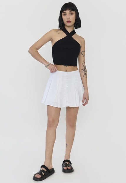 Falda Mujer Short Tableado Ecru Corona