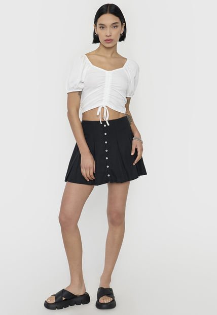 Falda Mujer Short Tableado Negro Corona