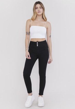 Jeans Mujer 3 Botones Push Up Negro Corona