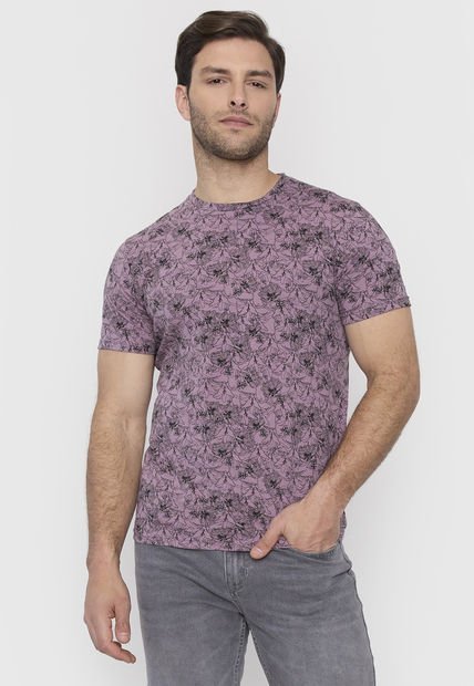 Polera Hombre Full Print Rosado M/C Corona