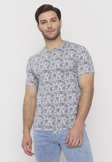 Polera Hombre Full Print Gris M/C Corona