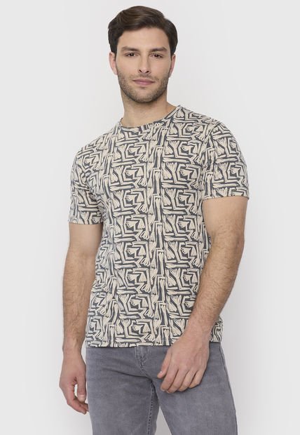 Polera Hombre Full Print Grafito M/C Corona