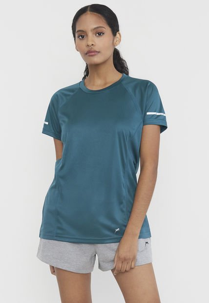 Polera Mujer Deportiva Poliéster R-Neck Petrol Corona