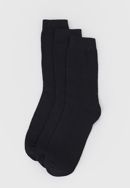 Calcetines Hombre Tripack Liso Negro Corona