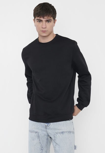 Polerón Hombre Liso R-Neck Color Negro Corona