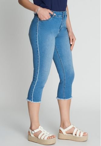 Jeans Celeste Con Aplicacion Costado Denim Curvi Curvi