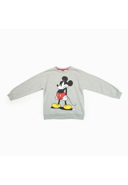 Poleron Niña Fruncido Gris Mickey Disney