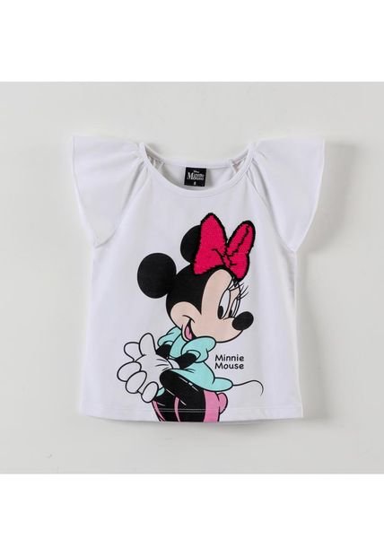 Polera Manga Corta Niña Minnie Blanco Disney