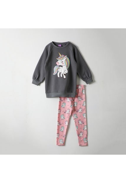 Conjunto Niña Cute Gris Unicornio