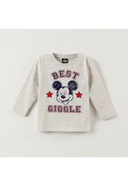 Polera Manga Larga Niño Mickey Best Giggle Gris Disney