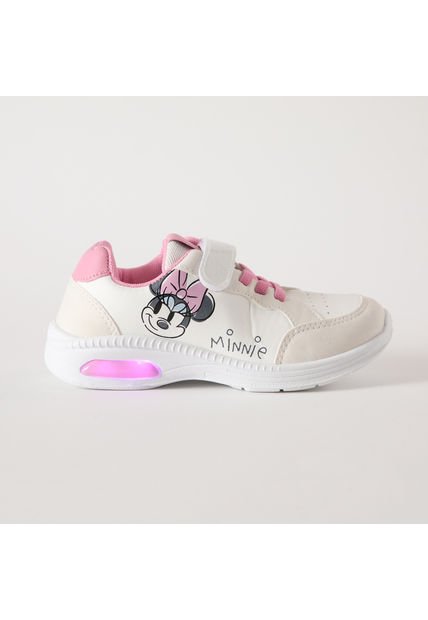 Zapatilla Con Luces Niña Carita Minnie Blanco Disney