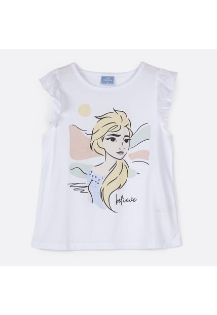 Polera Manga Corta Niña Frozen Blanco Disney