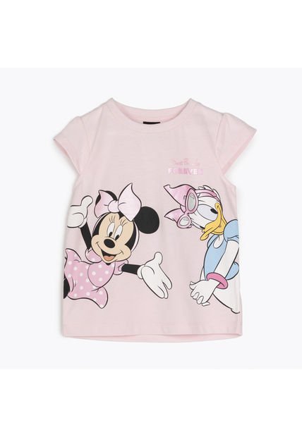 Polera Manga Corta Niña Friends Minnie Rosado Disney