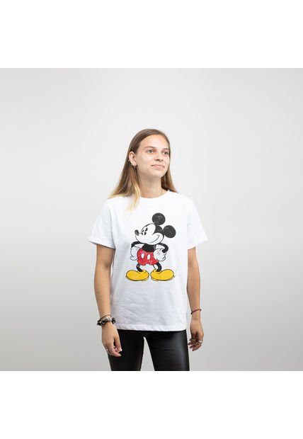 Polera Mujer Mickey Pose Blanco Disney