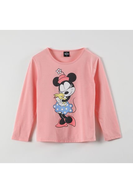 Polera Manga Larga Niña Minnie Bunny Rosado Disney