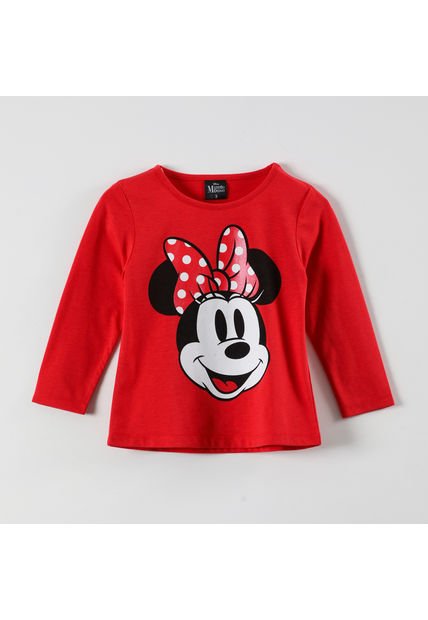 Polera Manga Larga Niña Minnie Classic Rojo Disney