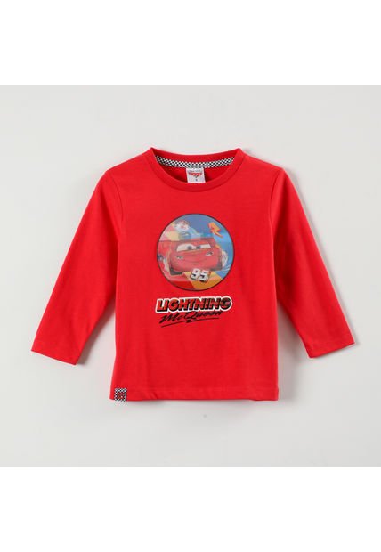 Polera Manga Larga Niño Cars Lightning Rojo Cars Disney