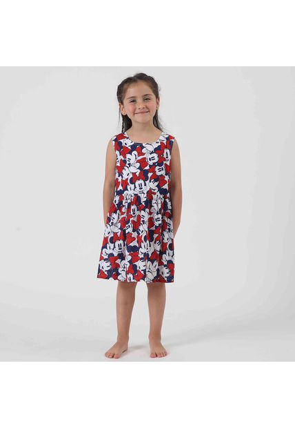 Vestido Niña Minnie Full Print Blanco Disney