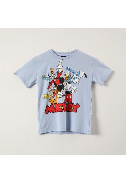 Polera Manga Corta Niño Mickey Celeste Disney