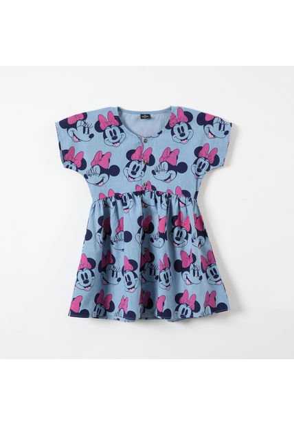 Vestido Niña Caras Minnie Denim Azul Disney