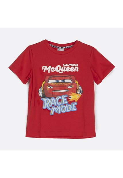 Polera Manga Corta Niño Rayo Mcqueen Rojo Disney