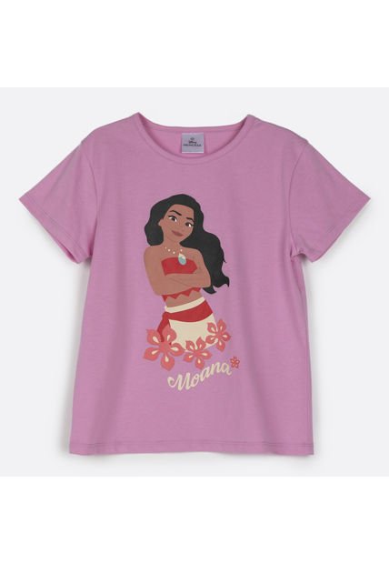 Polera Manga Corta Niña Moana Rosado Disney