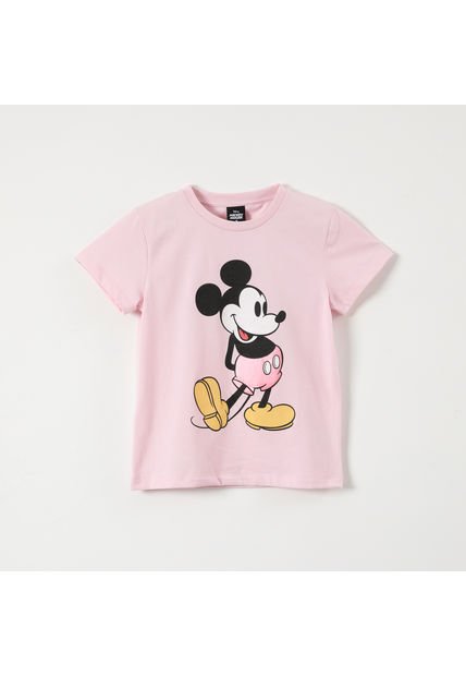 Polera Manga Corta Niña Mickey Rosado Disney