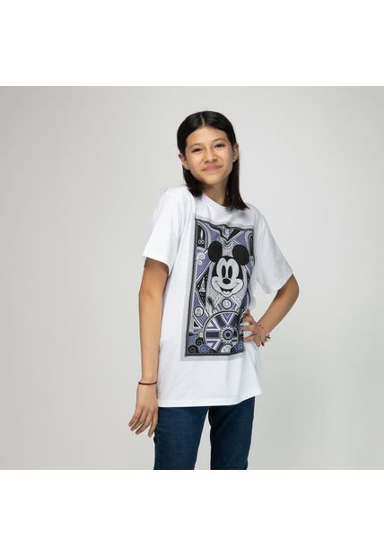 Polera Niño Bicolor Mickey 100 Años Blanco Disney