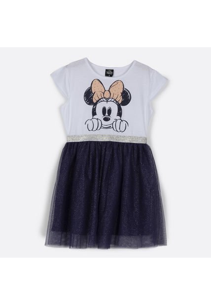 Vestido Niña Cara Minnie Blanco Disney