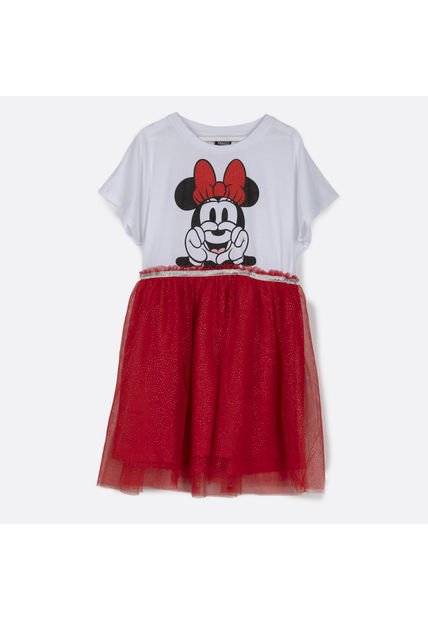 Vestido Niña Cara Minnie Blanco Disney