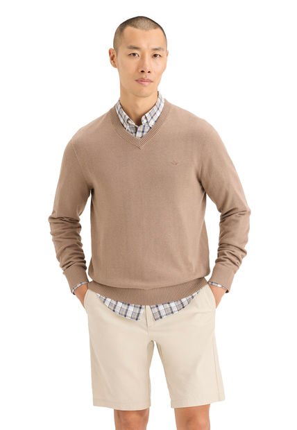 Sweater Hombre V-Neck Regular Fit Café Dockers