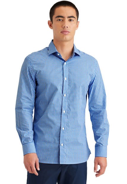 Camisa Hombre Crafted Slim Fit Azul Cuadros Dockers