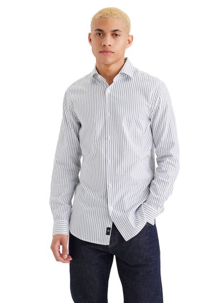 Camisa Hombre Crafted Slim Fit Blanco Rayas Dockers