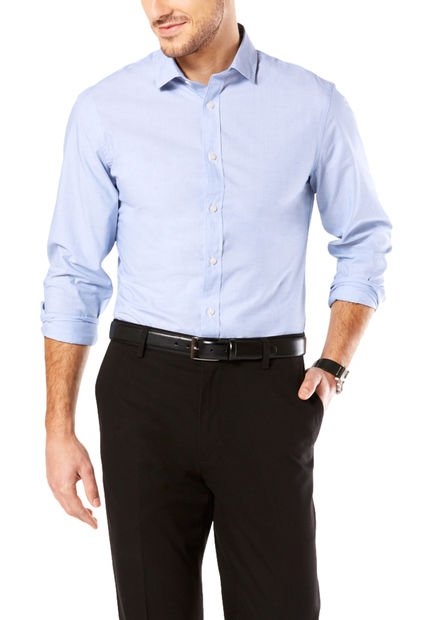 Camisa Hombre Refined Poplin Slim Fit Celeste Dockers