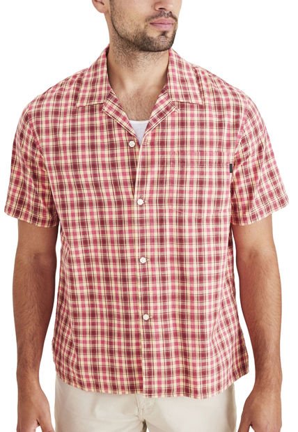 Camisa Hombre Camp Collar Regular Fit Rojo Cuadros Dockers