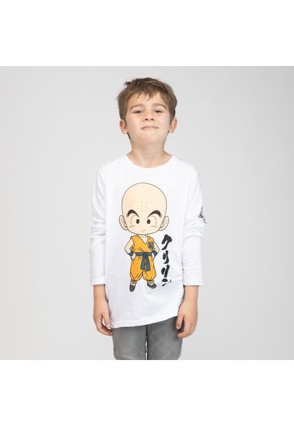 Polera Manga Larga Niño Dragon Ball Personajes Blanco Dragon Ball