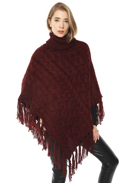 Poncho Trenzas Burdeo Eclipse - Calce Oversize