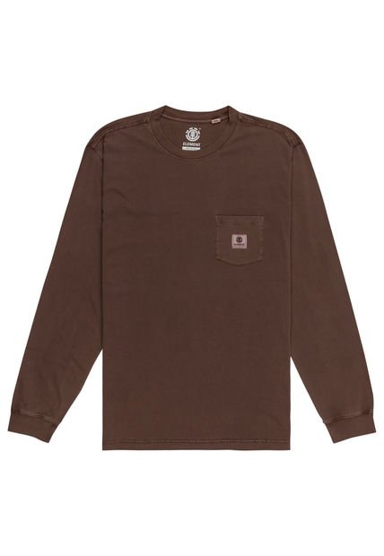 Polera Manga Larga Hombre Basic Pocket Café Element