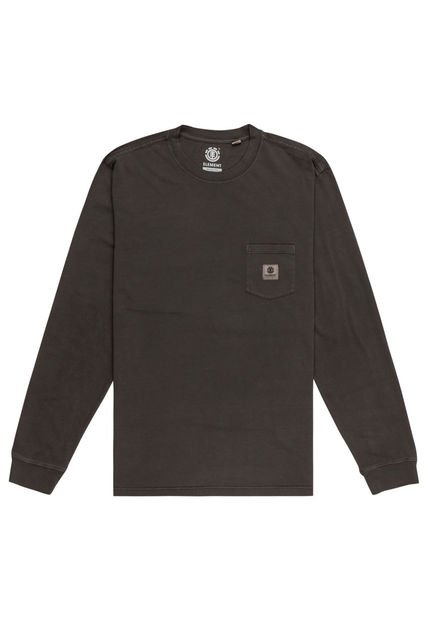 Polera Manga Larga Hombre Basic Pocket Negra Element