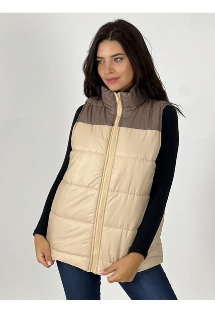 Parka Bicolor Sin Mangas Beige Enigmática Boutique