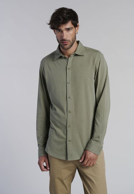 Camisa Jersey Garment Dyed F Verde Ferouch