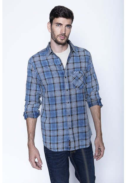 Camisa Checkered Indigo Fj Azul Ferouch