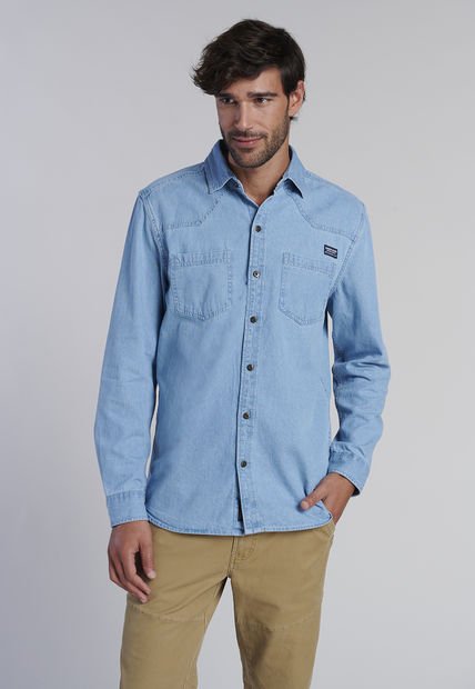 Camisa Mezclilla Florida Fj Azul Ferouch