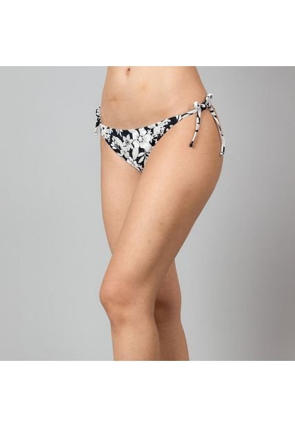 Bottom Bikini Amarras Negro Flor Flores