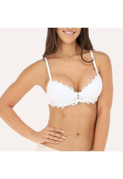 Sosten Doble Push Up Blanco Flores