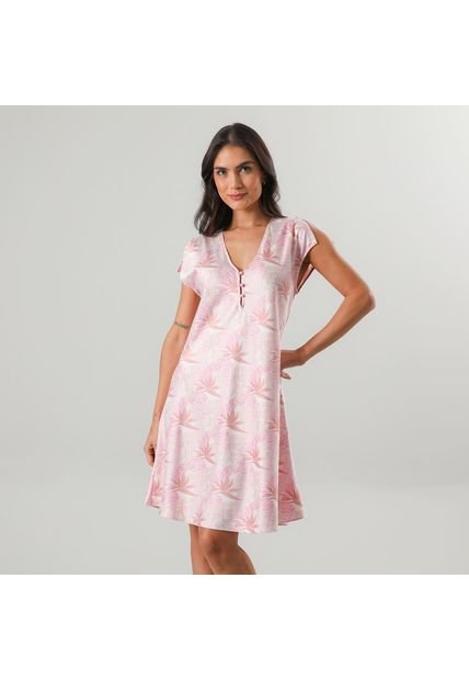 Camisola Amarra Satín Print Rosa Tostado Flores