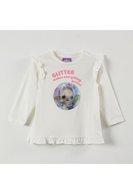 Polera Manga Larga Niña Glitter Makes Beige Gabby Doll House