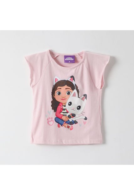 Polera Manga Corta Niña Gabby Y Su Gatito Rosado