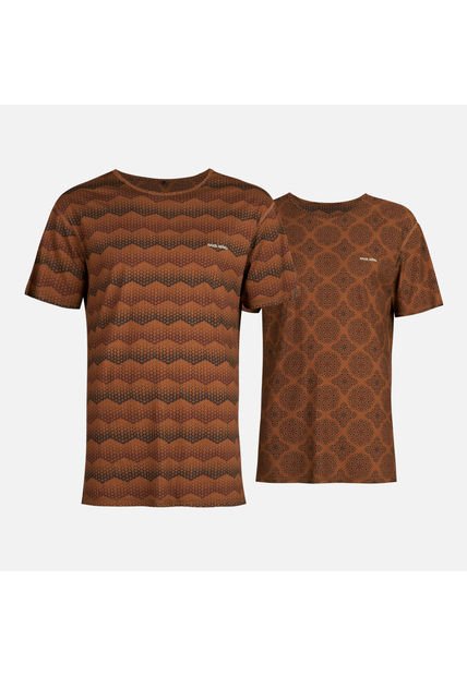 Polera Hombre Bi-Curioso Print Mostaza Haka Honu